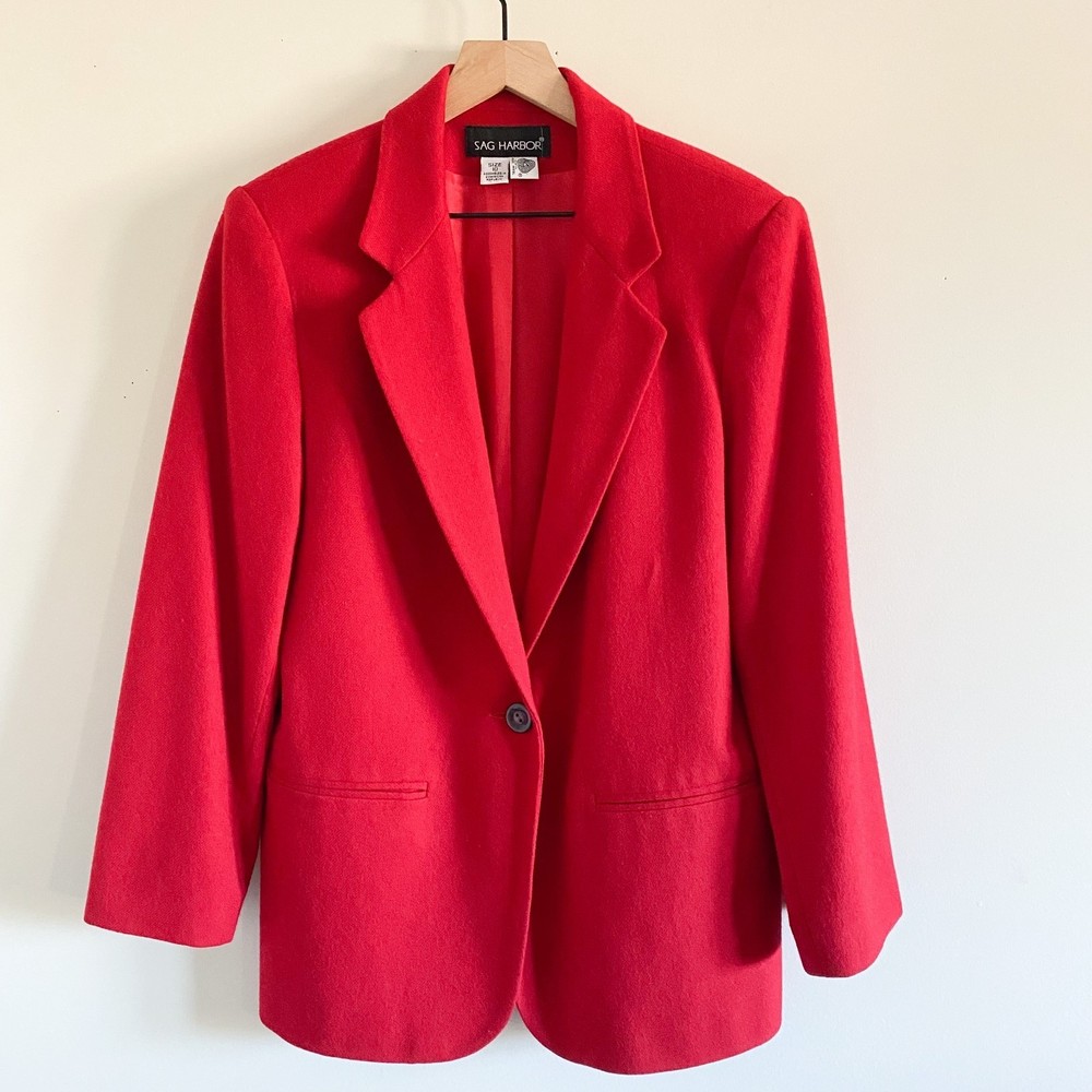 Sag Harbor Red Single Breasted 100% Wool Blazer